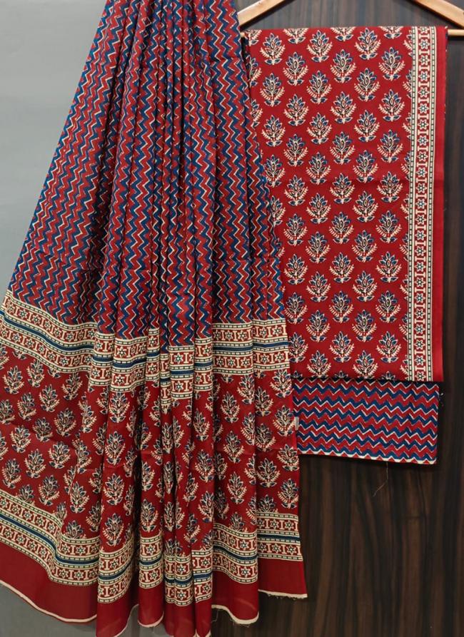 Red Cotton Festival Wear Digital Printed Salwaar Suit