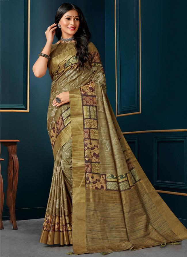 Green Kotha Silk Festival Wear Digital Printed Saree