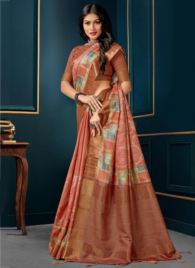 Pink Kotha Silk Festival Wear Digital Printed Saree