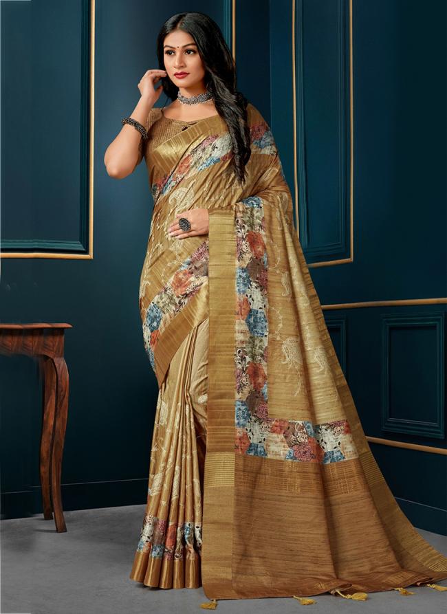 Yellow Kotha Silk Festival Wear Digital Printed Saree