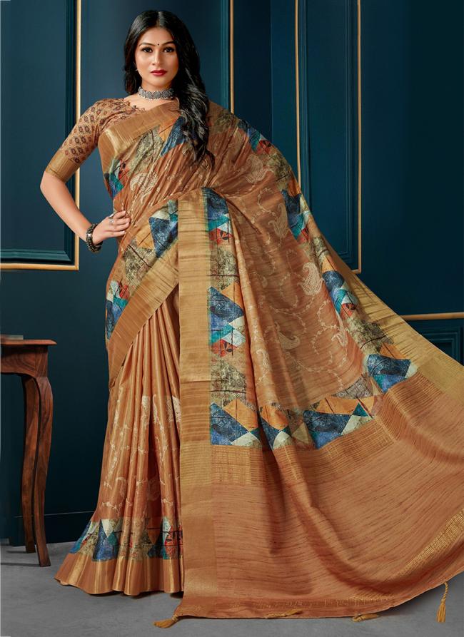 Yellow Kotha Silk Festival Wear Digital Printed Saree