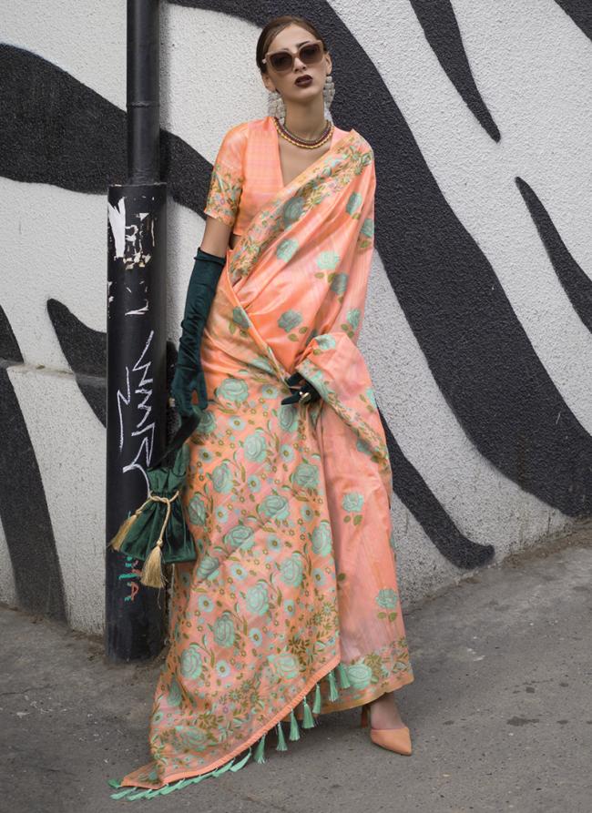 Orange Silk Party Wear Weaving Saree