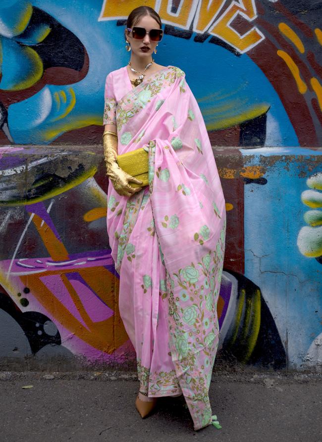 Pink Silk Party Wear Weaving Saree