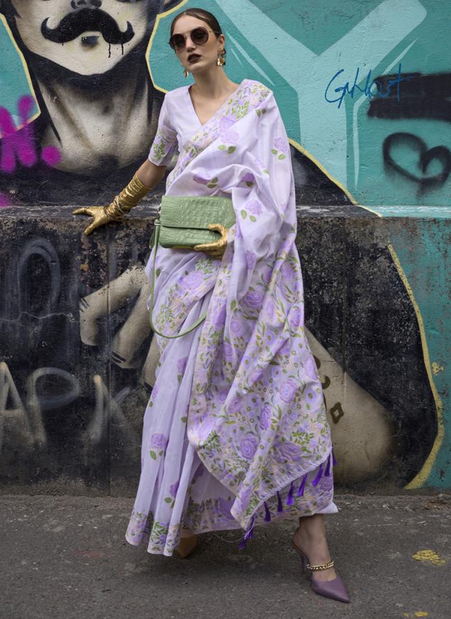 Purple Silk Party Wear Weaving Saree