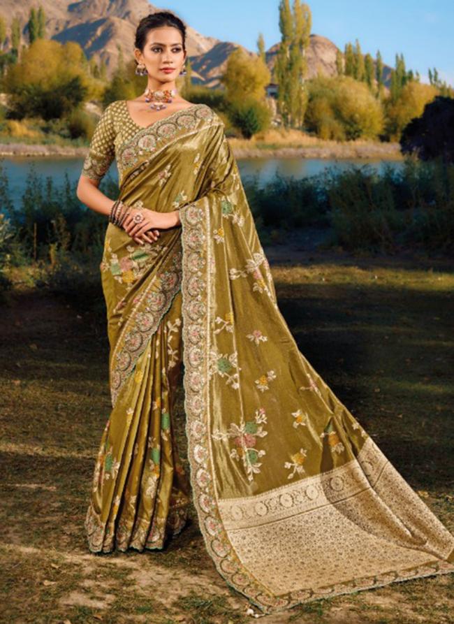 Green Pure zari Party Wear Digital Printed Saree