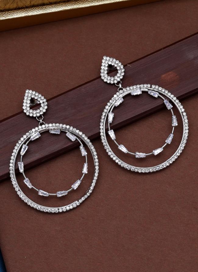 Silver Glass Stone Earrings