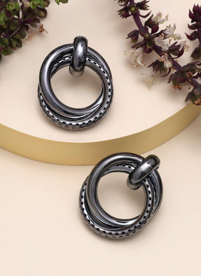 Black Latest Fashion Hoop Earrings