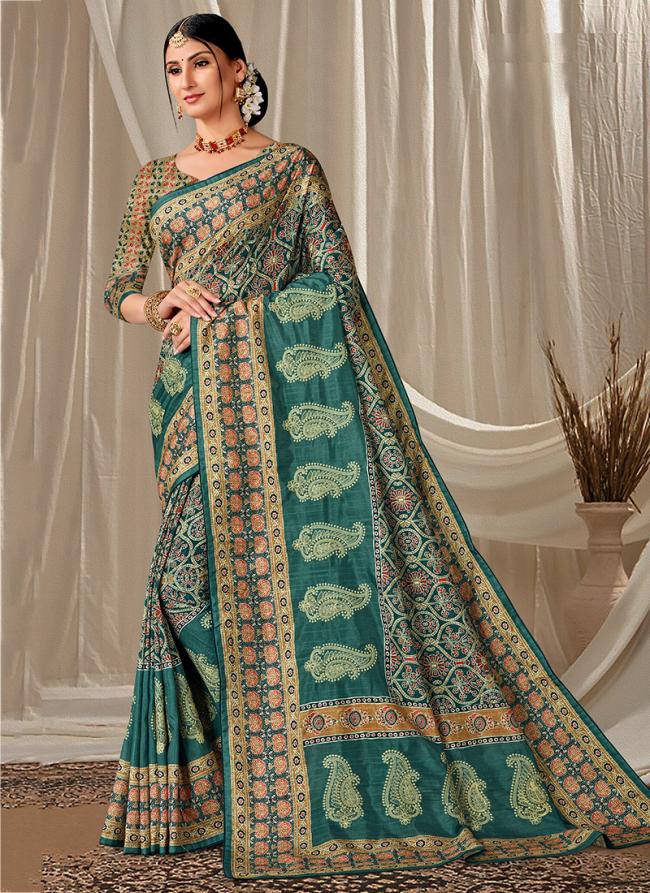 Sky Blue Art Silk Festival Wear Digital Printed Saree