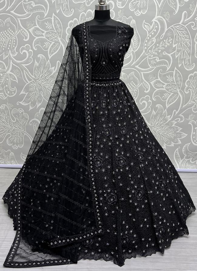 Black Heavy Net Wedding Wear Sequence Work Lehenga Choli