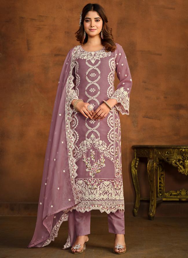 Purple Soft Organza Festival Wear Embroidery Work Pakistani Suit