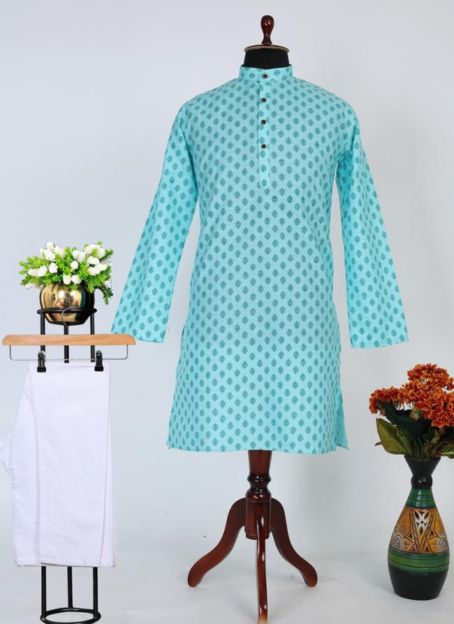 Sky Blue Silk Festival Wear Plain Kurta Pyjama