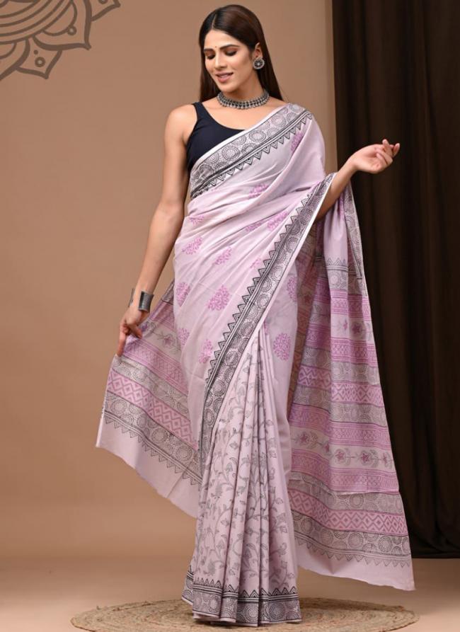 Purple Cotton Mul Sarees Party Wear Digital Printed Saree