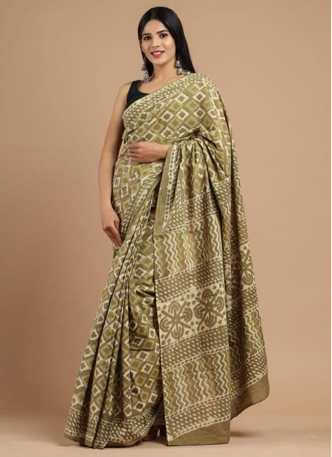 Green Cotton Mul Sarees Party Wear Digital Printed Saree