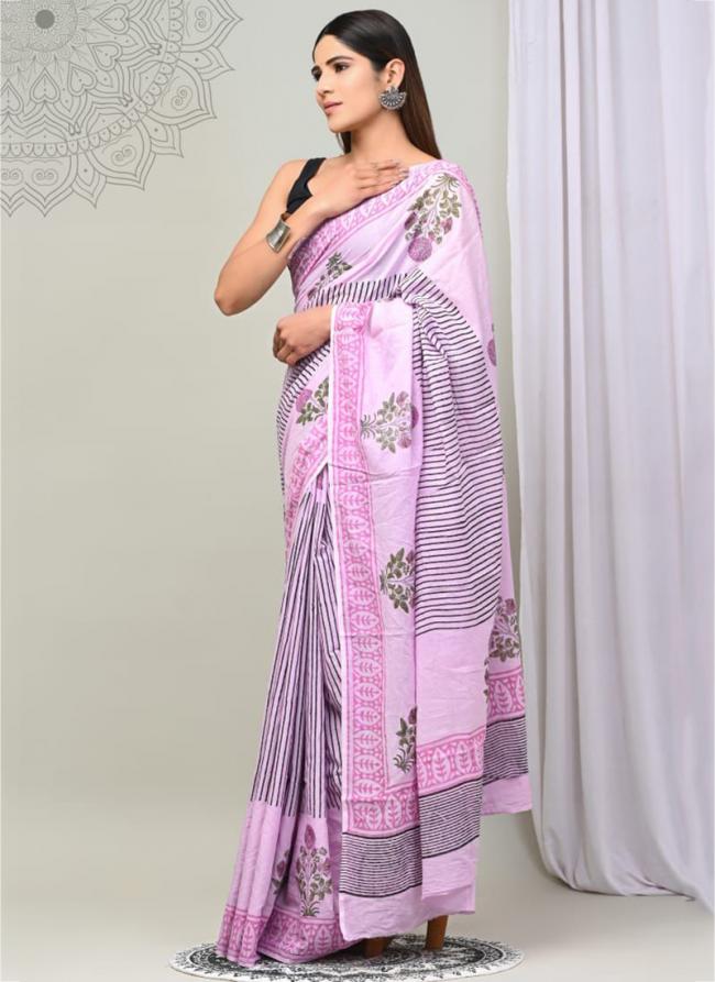 Pink Cotton Mul Sarees Party Wear Digital Printed Saree