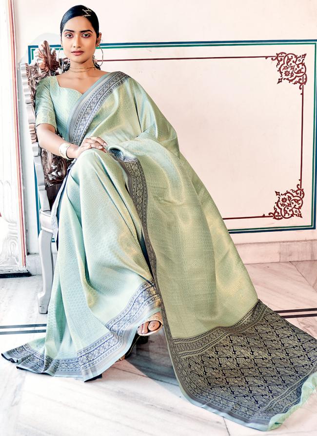 Light Green Kanjivaram Silk Party Wear Weaving Saree