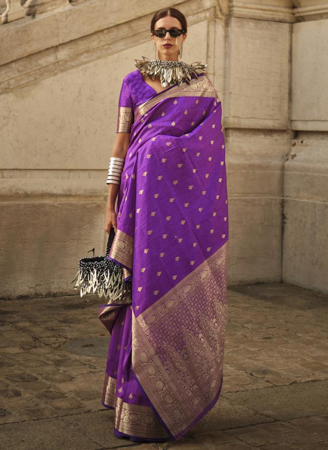 Purple Khaddi Silk Party Wear Weaving Saree