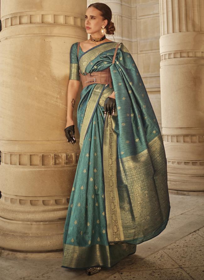 Sky Blue Khaddi Silk Party Wear Weaving Saree