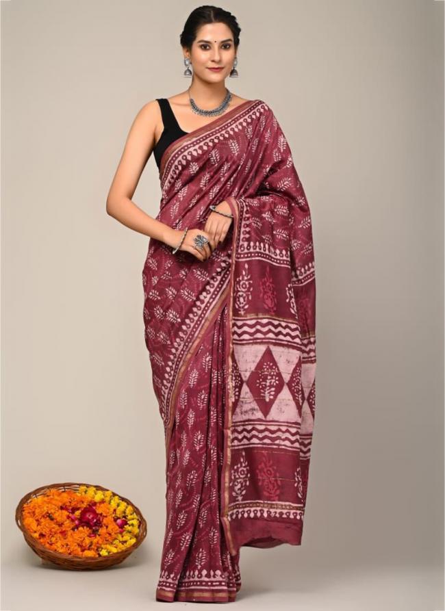 Red Chanderi Silk Party Wear Digital Printed Saree