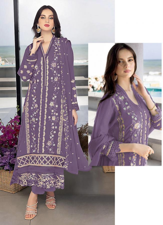 Purple Georgette Eid Wear Embroidery Work Pakistani Suit