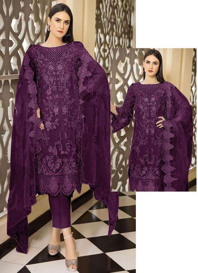 Burgandy Heavy Faux Georgette Party Wear Embroidery Work Pakistani Suit