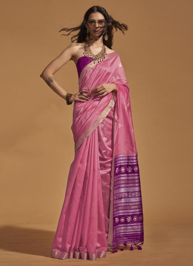 Pink Silk Party Wear Weaving Saree