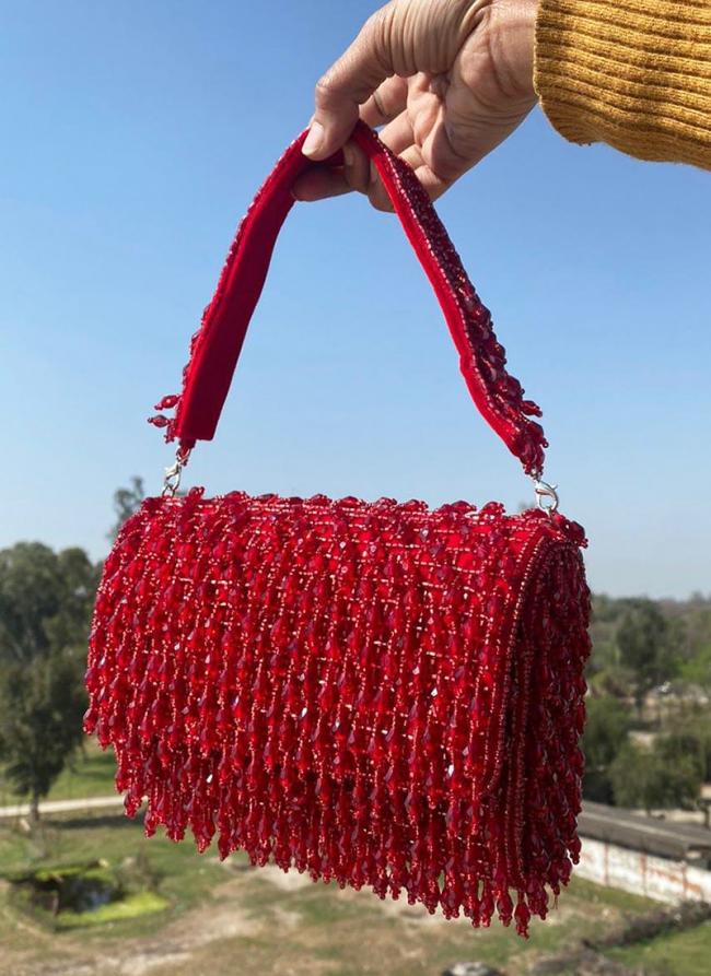   Party Wear  Red Handmade Party Wear Clutches