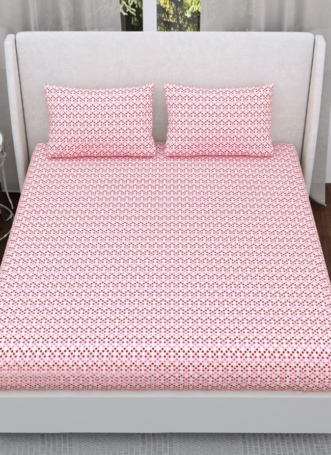 Cotton Baby Pink Floral Print Double Bed Sheet(100*108)