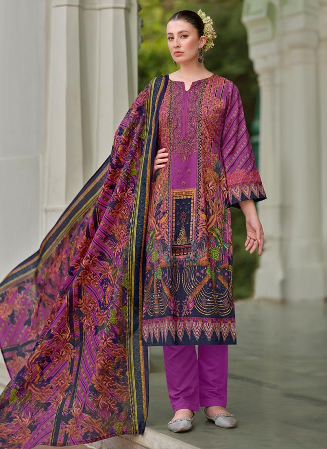 Pure Cotton Dark Pink Daily Wear Printed Salwar Suit