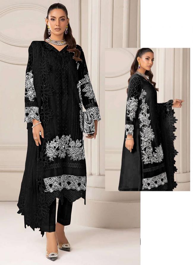 Faux Georgette Black Eid Wear Embroidery Work Pakistani Suit