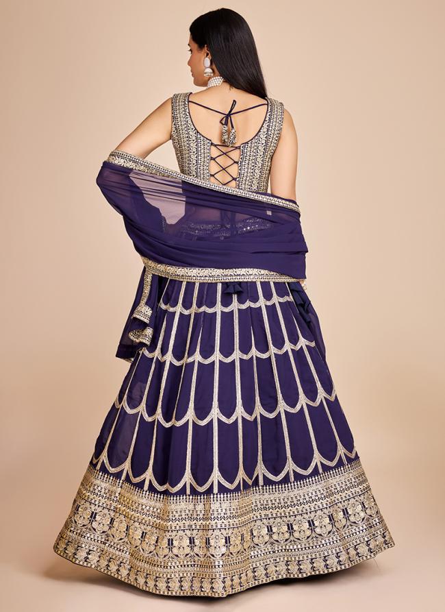 Faux Georgette Violet Wedding Wear Sequence Work Lehenga Choli