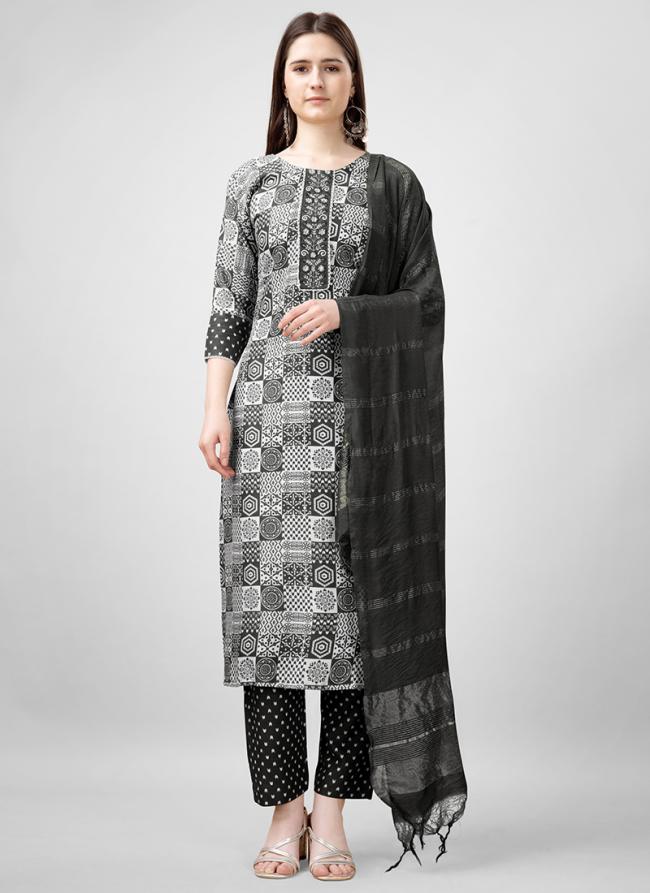 Rayon  Black Daily Wear Printed Readymade Salwar Suit