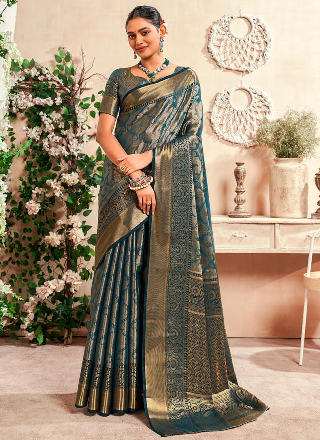 Dharmavaram Silk  Grey Traditional Wear Zari Weaving Work Saree