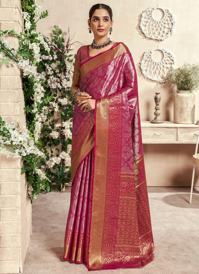 Dharmavaram Silk Pink Festival Wear Weaving Saree