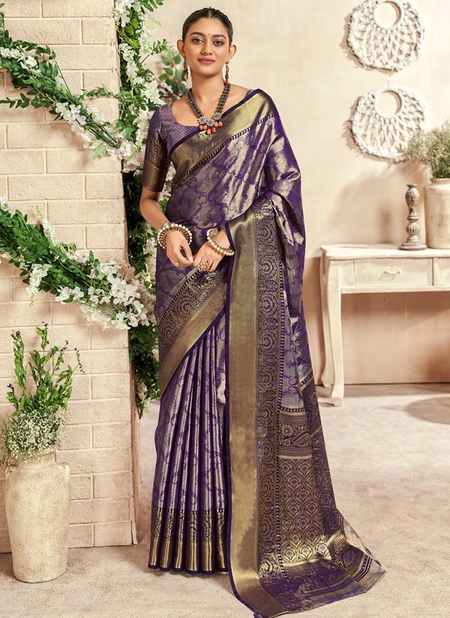 Dharmavaram Silk Purple Festival Wear Weaving Saree