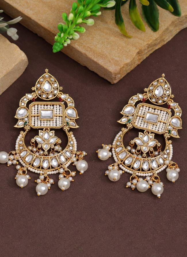   Wedding Wear  White Stone Work Kundan Earrings