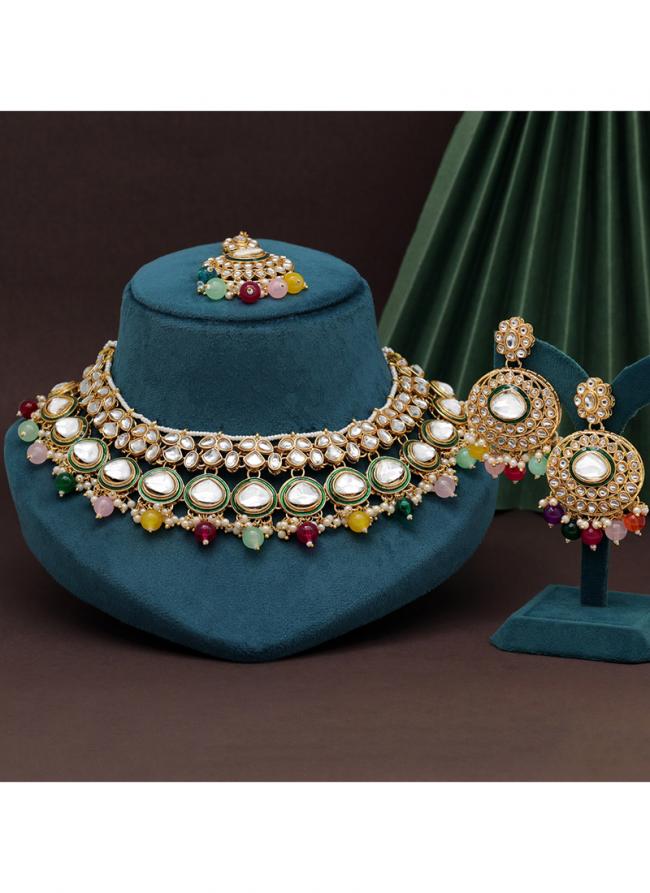   Festival Wear  Multi Colour Kundan Necklace Set