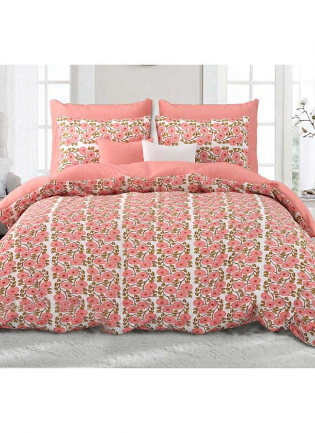 Cotton Peach Printed Bed Sheets(100*108)