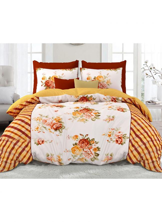 Cotton Yellow Printed Bed Sheets(100*108)