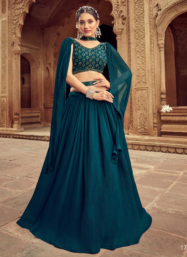 SRUJAMI TEX women's semi stitched pure silk embroidered designer lehenga  choli (Green) : Amazon.in: Fashion