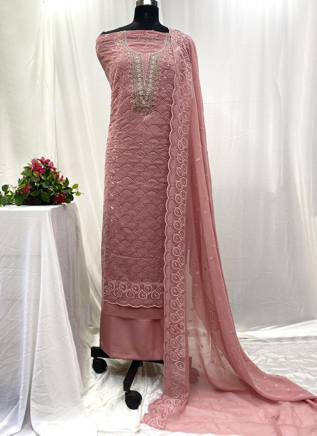 Georgette Pink Festival Wear Stone Work Salwaar Suit