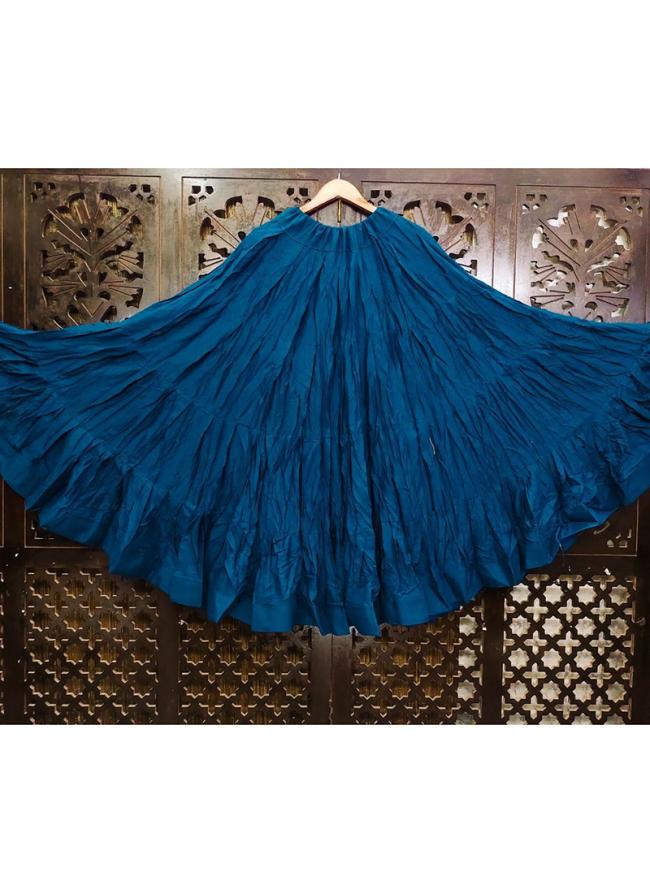 Rayon Aqua Blue Navratri Wear Frill Readymade Lehenga