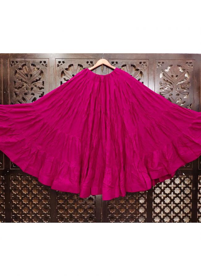 Rayon Hot Pink Navratri Wear Frill Readymade Lehenga