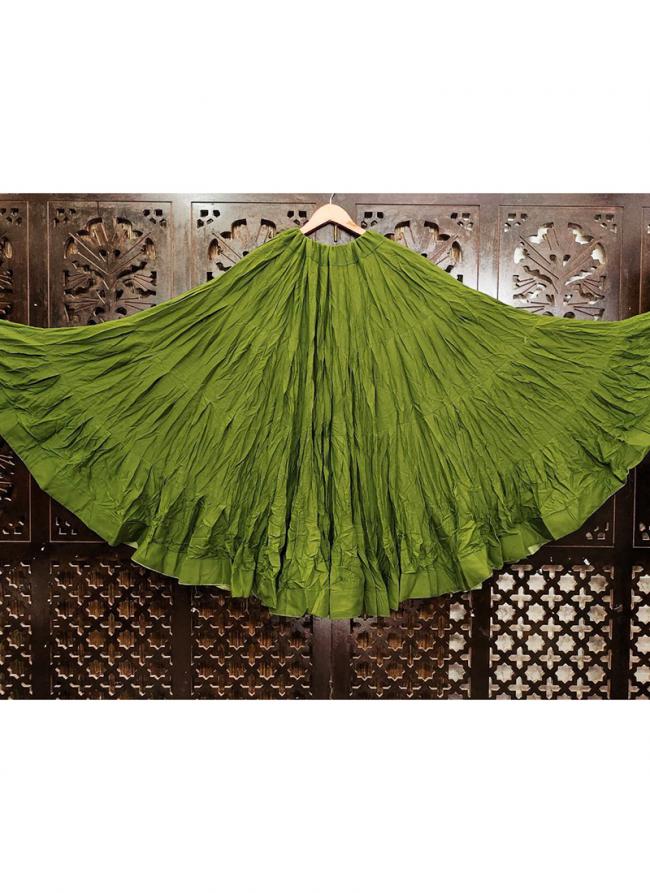 Rayon Light Green Navratri Wear Frill Readymade Lehenga