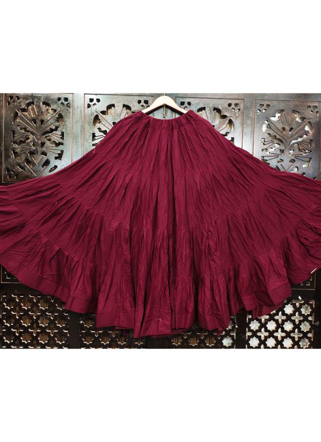 Rayon Maroon Navratri Wear Frill Readymade Lehenga