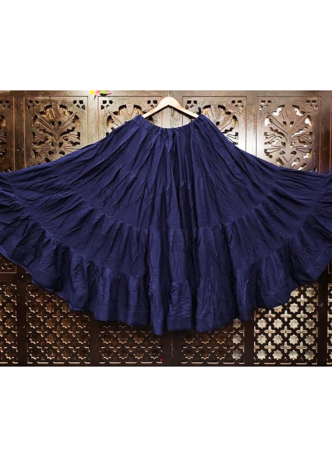 Rayon Navy Blue Navratri Wear Frill Readymade Lehenga