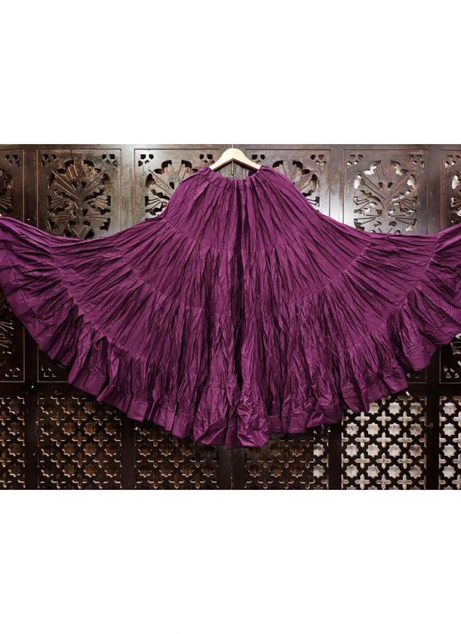 Rayon Purple Navratri Wear Frill Readymade Lehenga