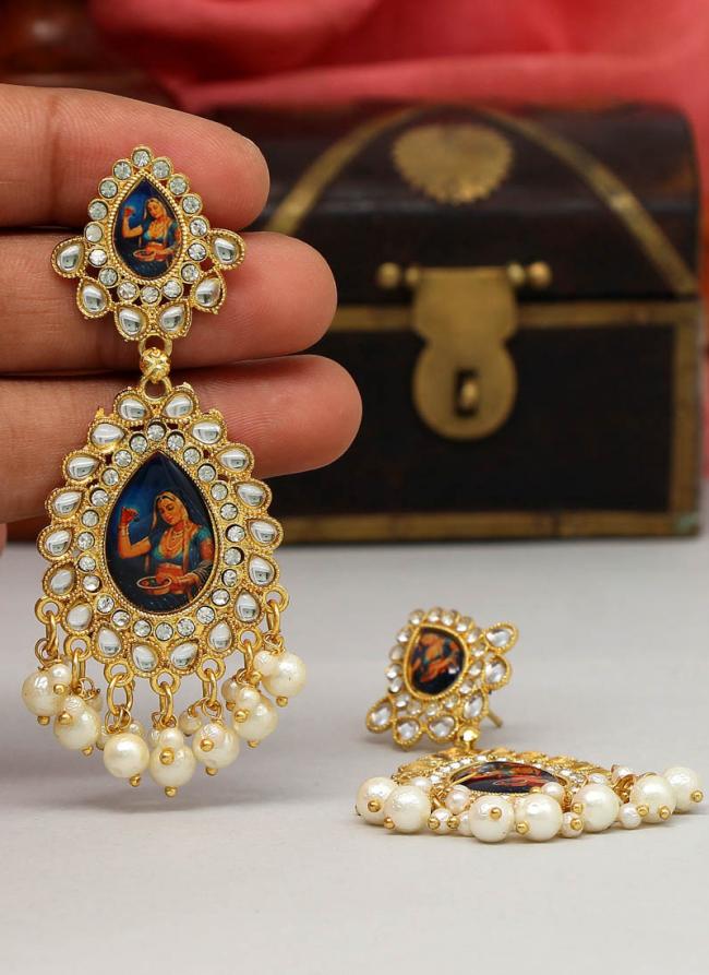   Traditional Wear  Multi Colour Kundan Earrings