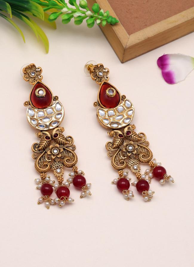   Festival Wear  Maroon Colour Kundan Earrings