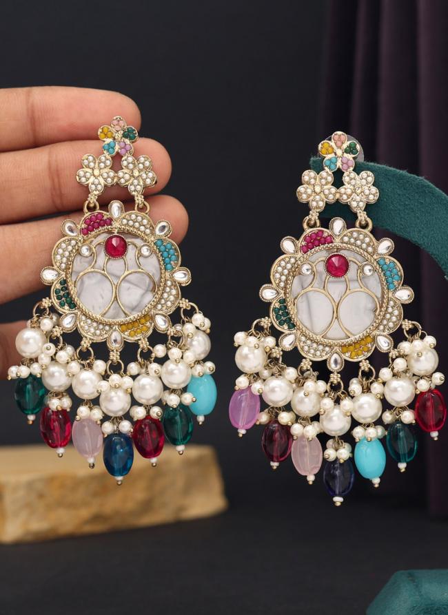   Party Wear  Multi Colour Kundan Earrings