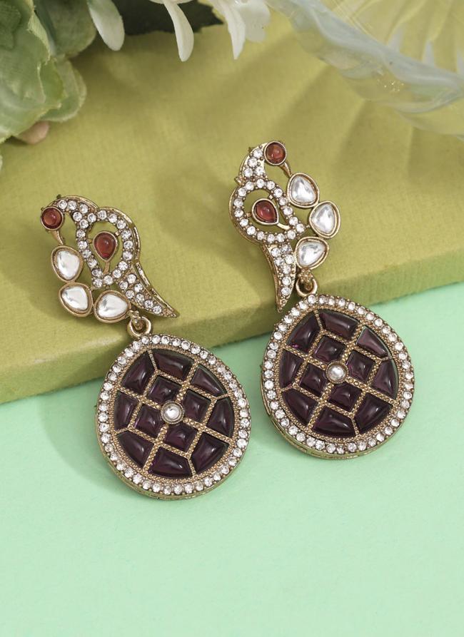   Party Wear  Purple Colour Kundan Earrings